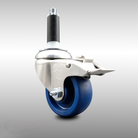 Service Caster 3.5 Inch 316SS Solid Poly Swivel 3/4 Inch Expanding Stem Caster Lock Brake SCC SCC-SS316TTLEX20S3514-SPUS-34